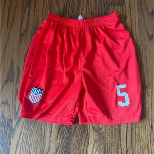 USA Soccer #5 Trinity Rodman Youth Shorts Red Girls Size 28/160